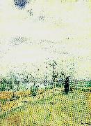 Carl Larsson korsbarsblom-kvinna i landskap oil painting on canvas